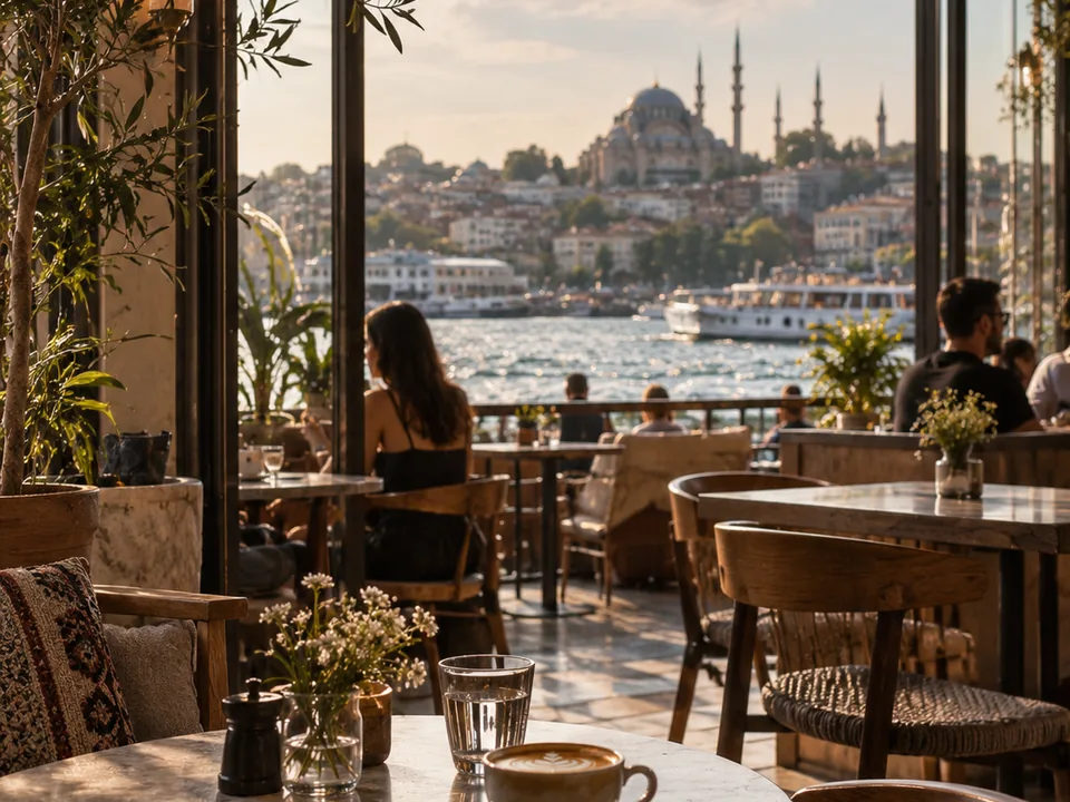 Karaköy'de bir kafenin terası