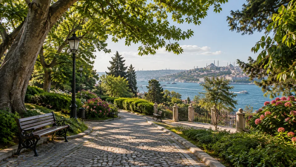 İstanbul’da yeşil alan ve açık hava rotasını çağrıştıran yeşil tonlarda görsel