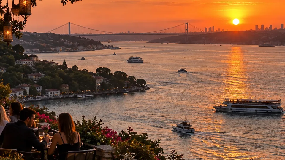 Gün batımında sahil yürüyüşünü çağrıştıran sıcak tonlarda bir rota görseli